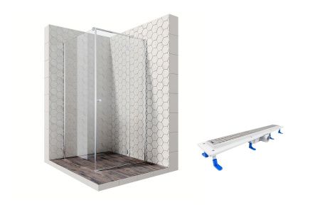 Душевой уголок Ambassador Diamond 12011103R-ST6, квадратный, линейный трап, 100х100