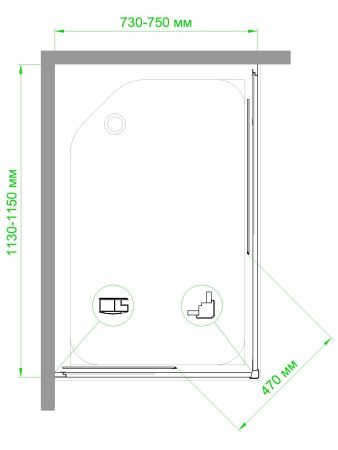 Душевой уголок RB HPD-T 75х115х185 (прозрачное), артикул RB11575HPD-T