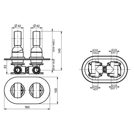 Смеситель для душа встраиваемый Webert Opera OA860101980, розовое золото