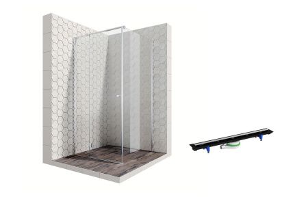 Душевой уголок Ambassador Diamond 12011103L-PR1, квадратный, линейный трап, 100х100