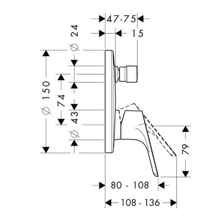 HG Focus Смеситель для ванны, встраиваемый, переключатель вакумный, внешняя часть, с защитой EN1717, цвет: хром, артикул 31946000
