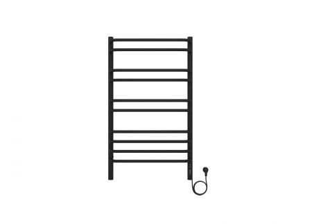Полотенцесушитель электрический Aquatek (Акватек) Пандора П10 500х900 мм, черный муар, подключение скрытое к сети электропитания / электропровод с вилкой, с терморегулятором и таймером quick touch, нержавеющая сталь AISI 201, гарантия 5 лет