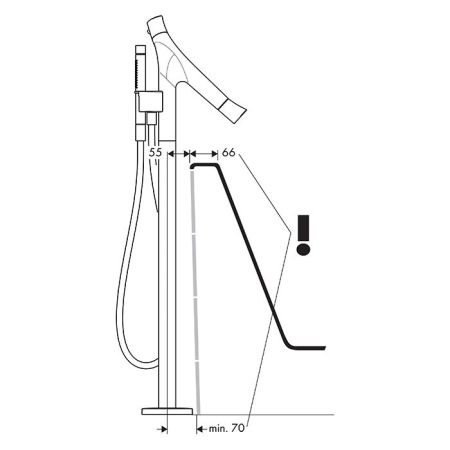 AX Starck Organic Смеситель для ванны, напольный, цвет полированное золото, артикул 12016990