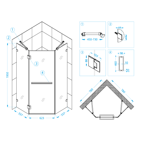 Душевой уголок RGW HO-082 (800x800, Прозрачное)