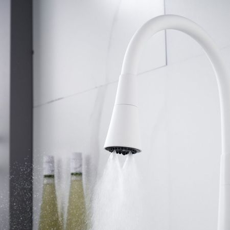Смеситель для кухни с гибким изливом и режимом "душ" Rose R213C, белый