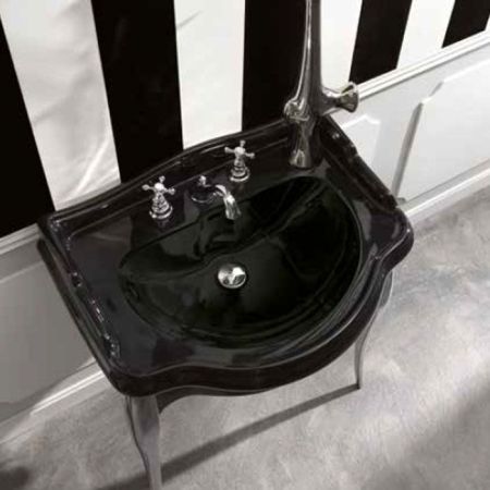 KERASAN Retro 73, раковина 73*54см с 1 отв., цвет: черный глянцевый, артикул 104704*1