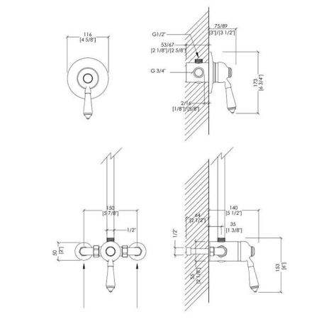 Devon Cмеситель универсальный д/скрытого и наружнего монтажа, с ручкой белой, цвет: никель блестящий, артикул MARD72NKS