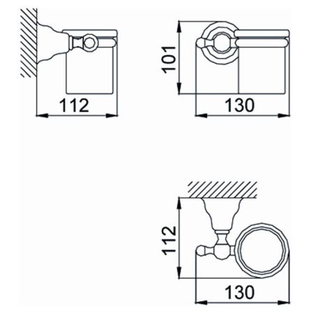 HUBER Croisette Стакан подвесной, цвет бронза/керамика, артикул 4020.01H.BA