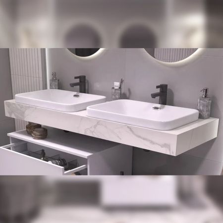 Столешница Velvex Unit 140, белый мрамор, артикул st.UNI.140-630