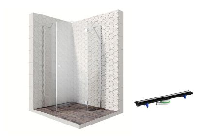 Душевой уголок Ambassador Diamond 12011112R-PR3, пятиугольный, линейный трап, 100х100