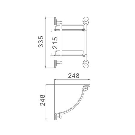 Полка стеклянная угловая Haiba HB1607-2, хром, артикул HB1607-2
