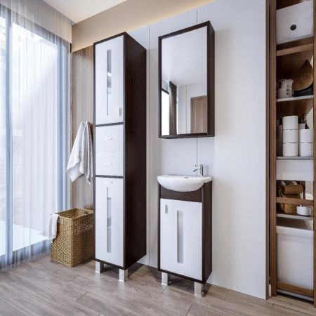 Комплект мебели для ванной Бриклаер БАЛИ 40V, венге/белый, артикул БАЛИ 40V