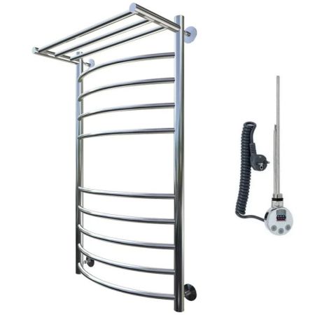 Электрический полотенцесушитель Тругор Приоритет 2 элТЭН 100x60 с полкой Хром, артикул Приоритет2/элТЭН10060П