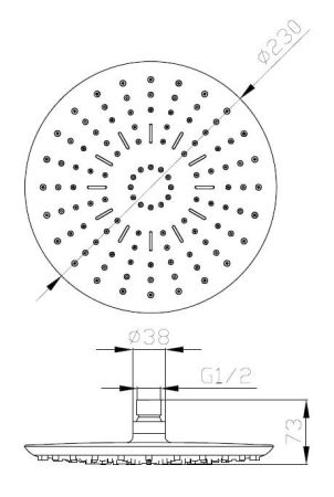 Верхний душ TS270 BLACK ESKO
