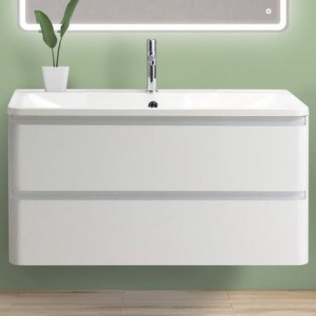 Тумба под раковину BelBagno ALBANO-900-2C-SO-BL подвесная Bianco Lucido, артикул ALBANO-900-2C-SO-BL