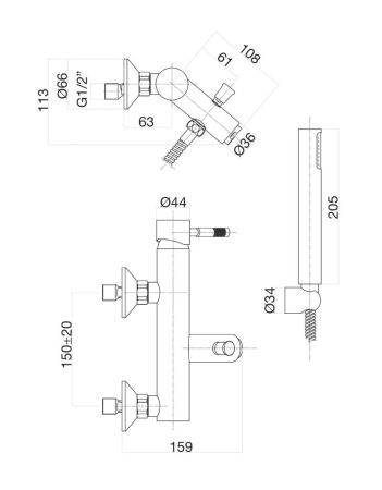 Смеситель для ванны Fiore XENON 44NN5150, черный
