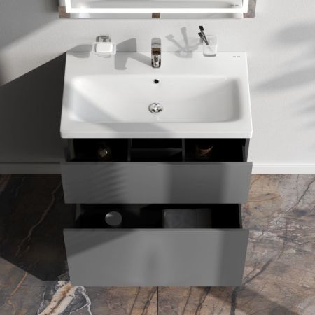 M90FSX07522GM32 GEM, База под раковину, напольная, 75 см, 2 ящика push-to-open, графит матовый, артикул M90FSX07522GM32