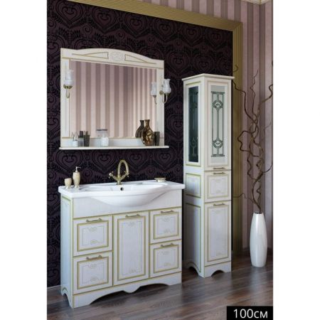 Зеркало Sanflor Адель 100 Н0000000668 Белое с патиной Золото