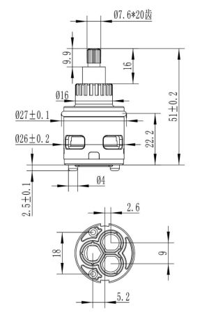 Картридж 26мм Savol для переключателя душа (S-FX09), артикул S-FX09