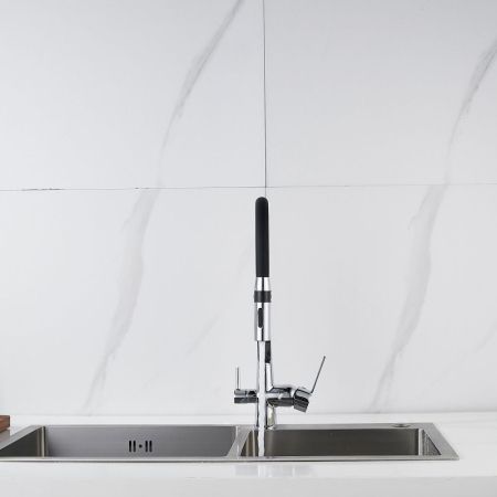 Смеситель для кухни с гибким изливом и подключением фильтра Shevanik S278, хром, артикул S278