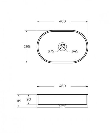 Раковина накладная керамическая CZR-6576, артикул CZR-6576