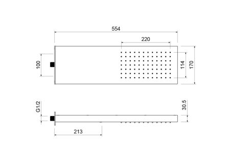Настенный верхний душ 550*170*30 мм AQUATEK AQ2084CR, артикул AQ2084CR