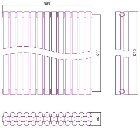 Отопительный радиатор ЭСТЕТ-11 н/ж 1200х585 / 13 сек (Состаренная ЛАТУНЬ)