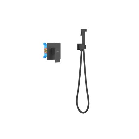 Набор с гигиеническим душем (смеситель + гигиеническая лейка + шланг + шланговое подсоединение с держателем) AQUATEK, матовый черный AQ1619MB ЛИБРА, артикул AQ1619MB