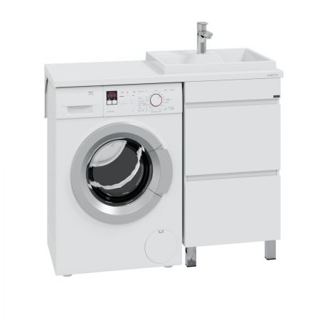 Тумба под раковину над стиральной машиной напольная "Марс "48" 2 ящ, (ум. Юпитер 1100*500 литой мрамор)