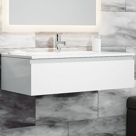 Тумба с раковиной SanVit Авеню-1 100 kavenu1100 в цвете Ral подвесная Белый глянец, артикул kavenu1100