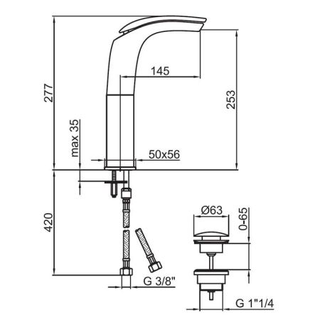 Смеситель для раковины Webert Aria AI832201560, черный, артикул AI832201560