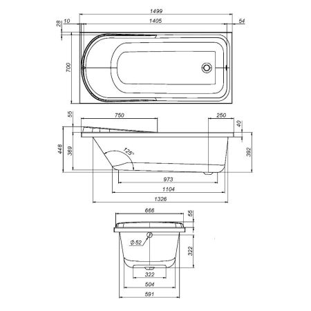 W80A-150-070W-A Like, ванна акриловая A0 150х70 см, шт, артикул W80A-150-070W-A