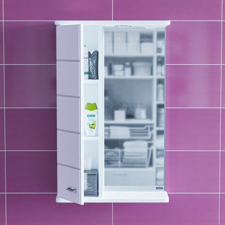 Зеркальный шкаф СаНта Омега 50 с подсветкой, левый, цвет белый 107001, артикул 107001