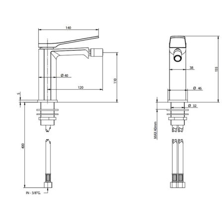 Bongio GIO2 Смеситель для биде  на 1 отв. цвет хром, артикул 80722CRPR
