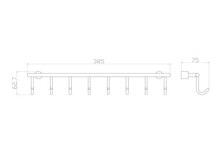 Вешалка с 8 крючками для ванной WONZON & WOGHAND, Хром (WW-9382-8)