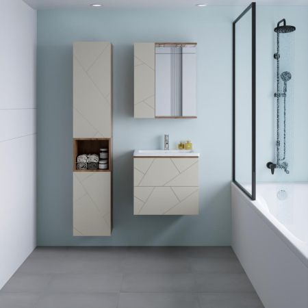 Тумба под раковину подвесная Бриклаер КРИСТАЛЛ латте, 60 см, артикул 4627125416927