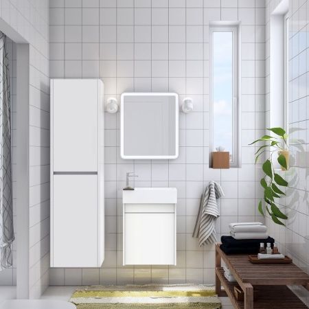 FAMILY База под раковину подвесная с одной распашной дверцей, Bianco Lucido, 400x220x500, Family-400-1D-SO-BL, артикул Family-400-1D-SO-BL