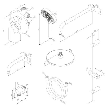 947540000 Apollo встраиваемая душевая система с ванно-душевым смесителем и изливом, хром