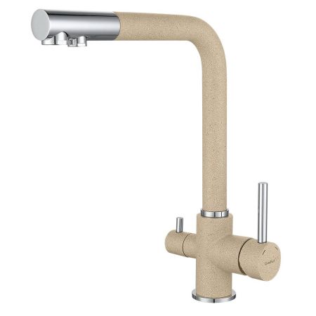 Смеситель для кухни с подключением фильтра GranFest 3611, бежевый