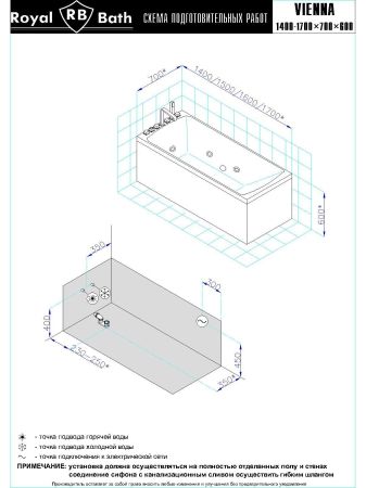 Гидромассажная ванна Royal Bath VIENNA STANDART 170x70x58, артикул RB953203ST