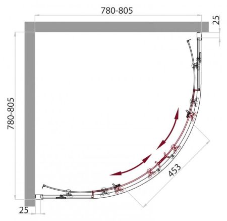 Душевой уголок BELBAGNO SELA-R-2, артикул SELA-R-2-80-P-Cr
