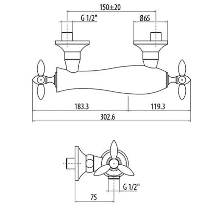 Gattoni Timor Смеситель для душа, выпуск снизу, цвет хром, артикул 1807518C0cr