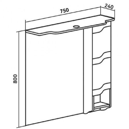 Зеркало со шкафом Runo Стиль 75 4620750025533 с подсветкой Белое