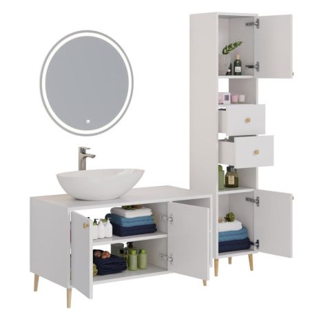 Тумба с раковиной напольная Dreja Luno 100 см, белый, артикул 99-2003-com