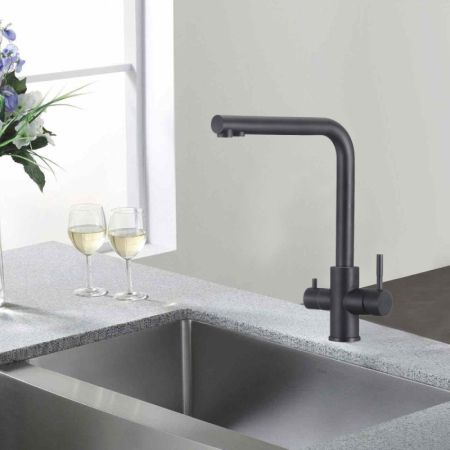 Смеситель для кухни с подключением фильтра WesnaArt EKO05-151Black, черный, артикул EKO05-151Black