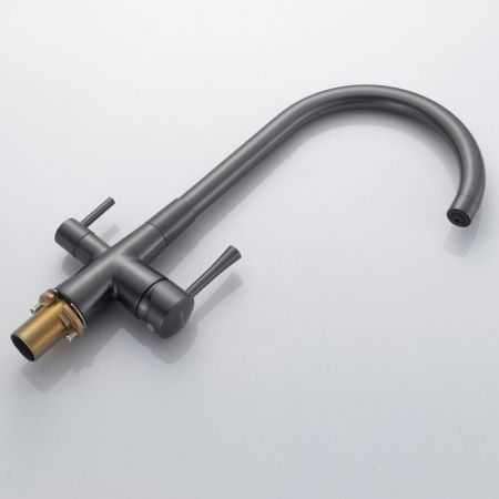 Смеситель для кухни с подключением фильтра Shevanik S428T, оружейная сталь, артикул S428T