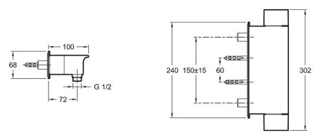 Смеситель для душа  JACOB DELAFON STANCE E9102-CP (хром, H-10), шт, артикул E9102-CP