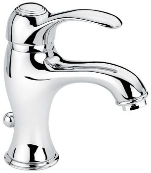 Emmevi Harmony, однорычажный смеситель для раковины (излив 11 см), с донным клапаном, цвет белый-золото