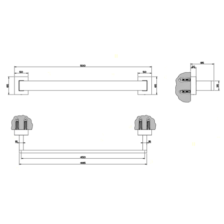 Gessi Rettangolo Поручень 45см для ванны или душа, цвет: хром, артикул 20893#031