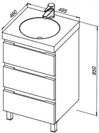 Тумба с раковиной De Aqua Ариетта 50 белый, артикул 00212687
